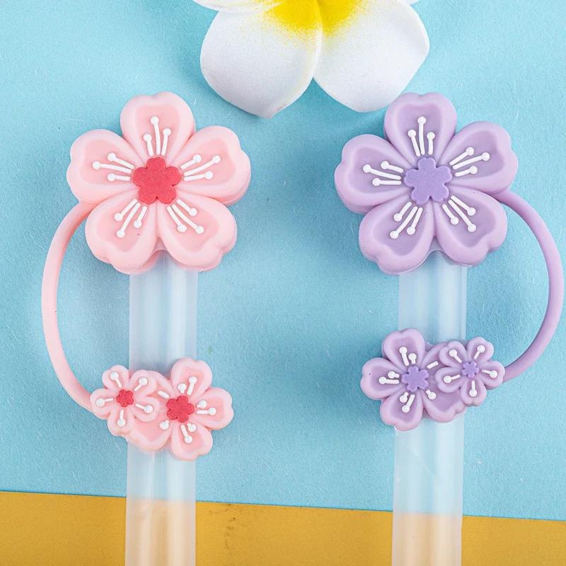 1PC/4Pcs Cute Flower Straw Covers Cap for Cup 40oz Tumbler Accessories Kawaii Silicone Straw Topper Protector Cap for 10mm Straw
