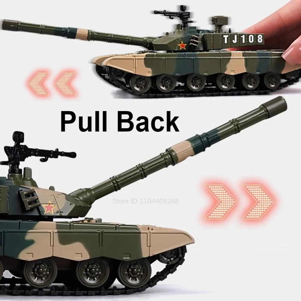1:32 ZTZ-99 Main Battle Tank Model Toy Car Pull Back Sound Light Alloy Tracked Simulated Armored Vehicle Models Hobby Ornament