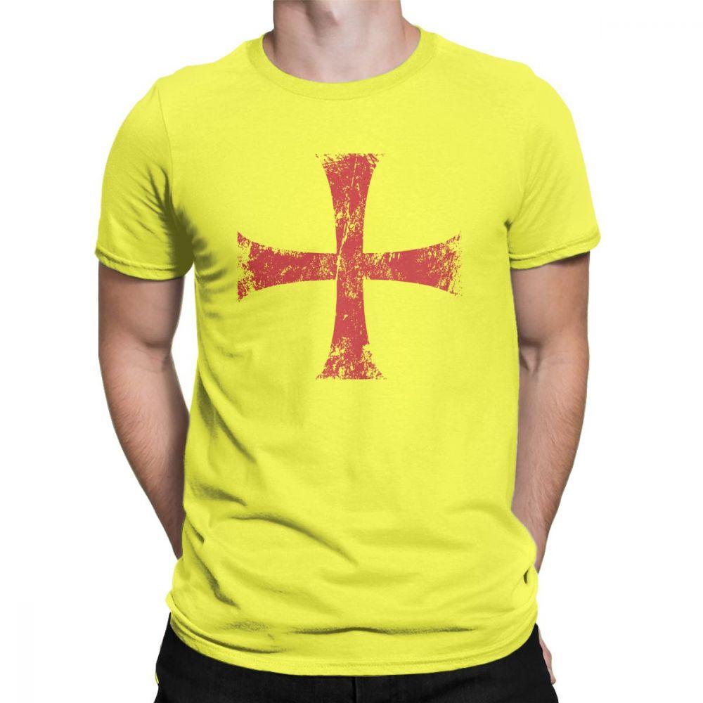 Herren T-Shirt Distressed Kreuzritter Templerorden Kreuz T-Shirts Premium Baumwolle T-Shirt Rundhals T-Shirt Kurzarm Kleidung Übergröße