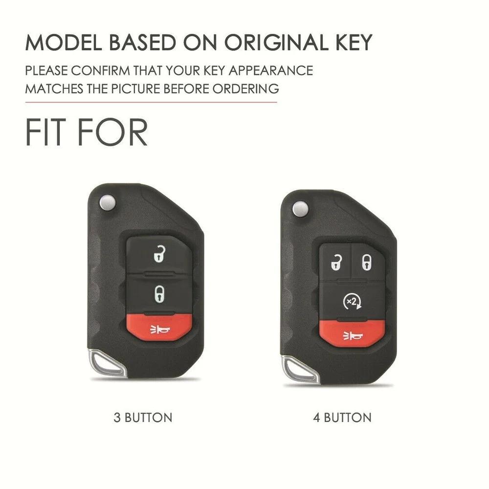 For Jeep Zinc Alloy Leather Car Flip Remote Key Case Cover For Jeep Gladiator Wrangler JT Sahara JLU JL Rubicon 2018 2019 Acc