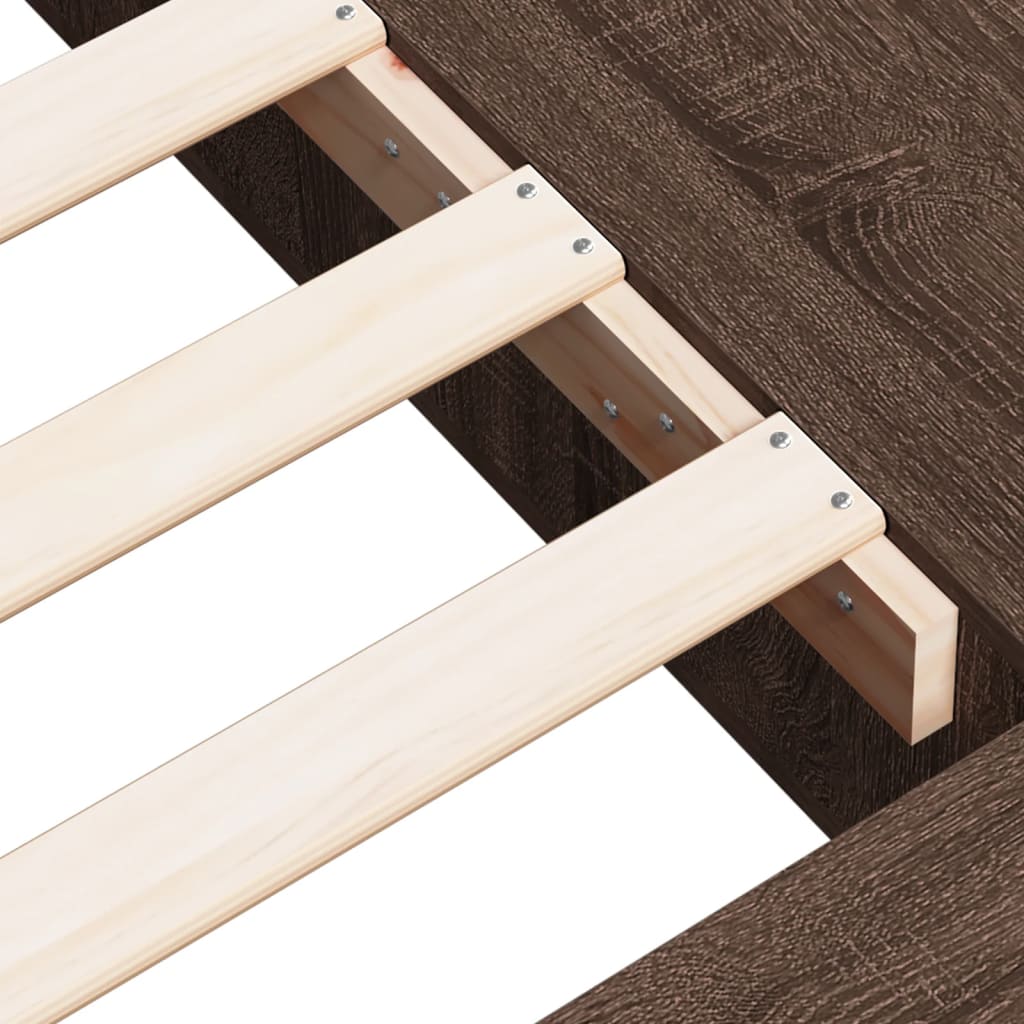 Bed Frame In Brown Oak Look 90 X 200 Cm Engineered Wood