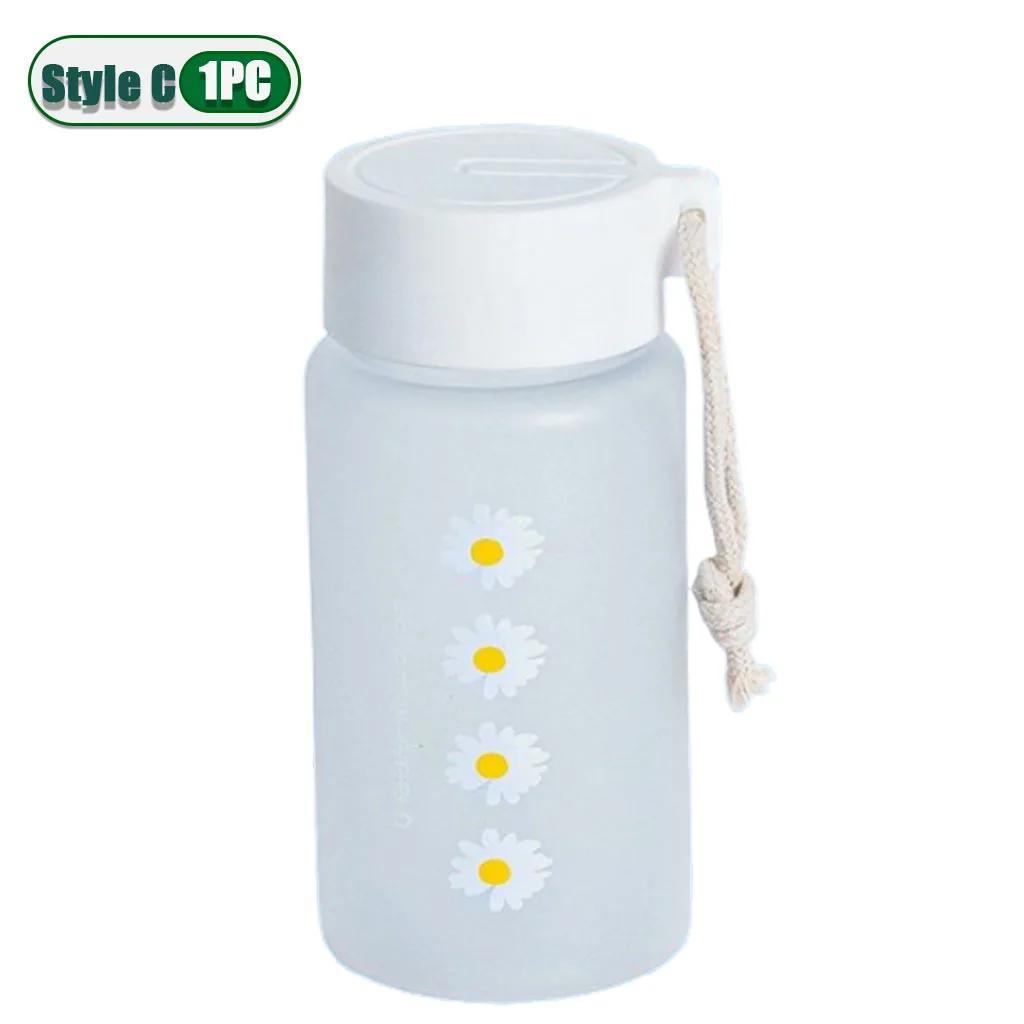 Small Daisy Frosted Plastic Mug Transparent Portable Travel Tea Cup BPA Free Cute Outdoor Girl Water Cup Children Water Bottle