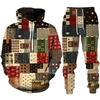 Color Block Patchwork 3D Print Hoodies Pants Sets Men's Sweatshirts Sweatpants Two Piece Suits Outdoor Tracksuit Man Clothing
