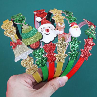 Niedliche Mädchen Stirnbänder für Weihnachtsfeier Cartoon Elch Baum Stern Haarbänder Herz Stirnband Weihnachten Kinder Geschenk Haaraccessoires