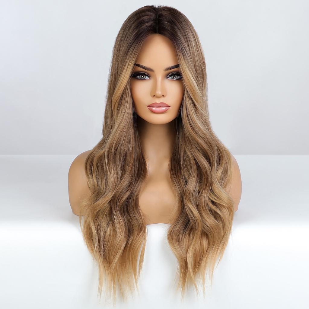 European and American Chemical Fiber Medium Gradient High Temperature Silk Long Curl Wig