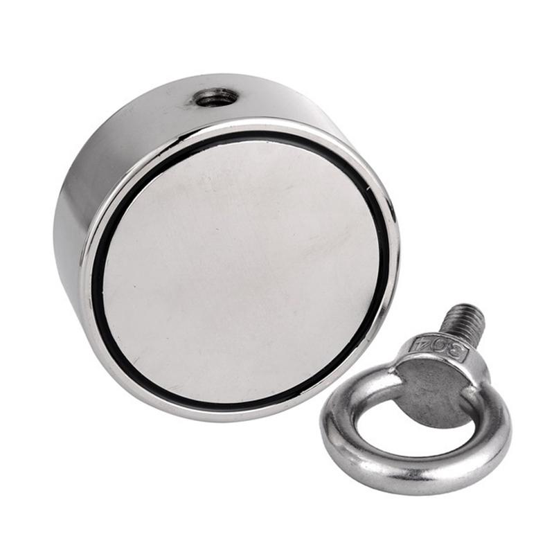 75mm 500KG 10M Oboustranné rybářské magnety Kulatý hák Záchranný magnet Držák vybavení pro mořský rybolov s kroužkem a lanem