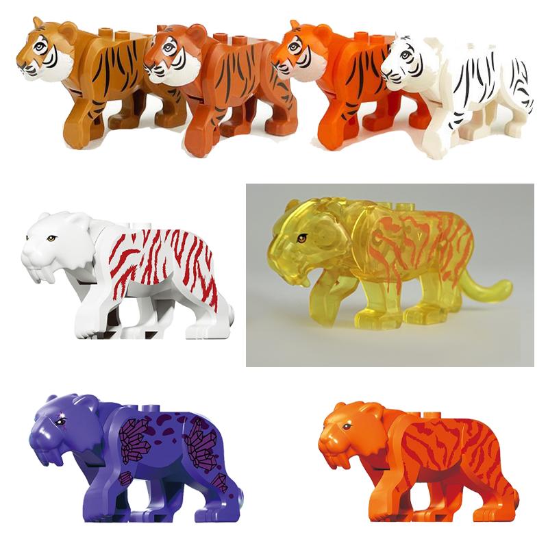 Afrikanische Wildtiere Zoo Bausteine Figuren Zubehör Säbelzahntiger Löwe Elefant Wolf Ente Spielzeugmodelle Kindergeschenk Spielzeug K93