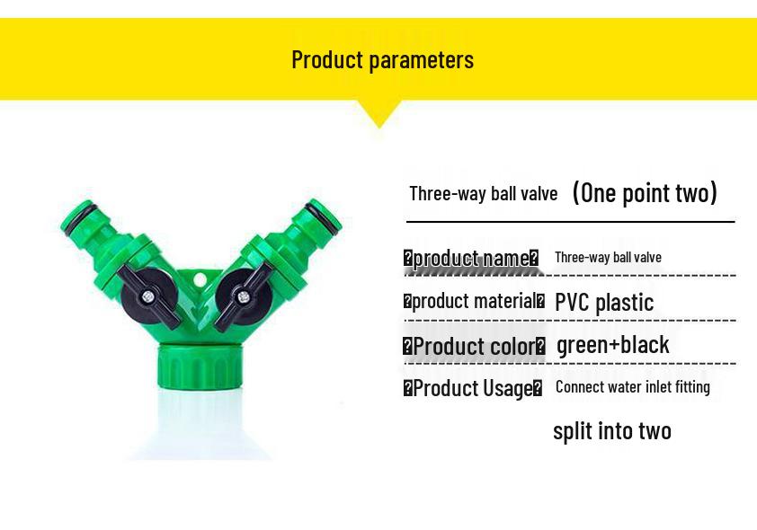 Three-Way Y-Type Ball Valve Faucet Splitter with Double Nipple Connector