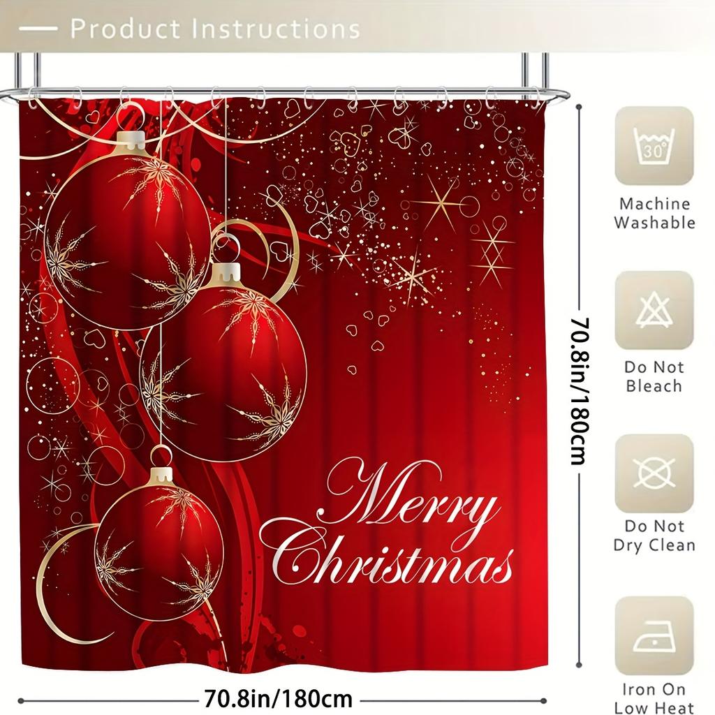 4 pezzi di lusso natalizio natalizio lanterne rosse set di tende da doccia per il bagno tappetini da bagno antiscivolo coperchio copriwater tappetino da bagno