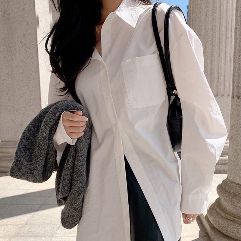 

Women s Versatile Loose-Fit French Shirt - Slimming Solid Color Design S - 80 jin