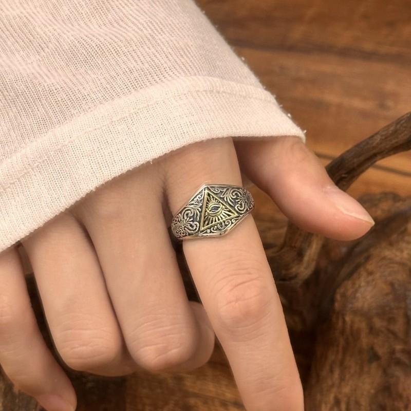 Adjustable Open Ring With Ancient Egyptian Eye Of Horus Motif Retro Vintage Bohemian Style Unisex Jewelry Men Women
