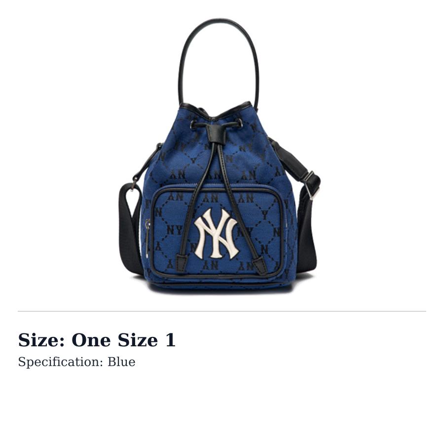MLB Monogram Collection Polyester Bucket Bag, Handbag, Crossbody Bag Regular Unisex Blue 3ABMS011N-50BLD One Size 1