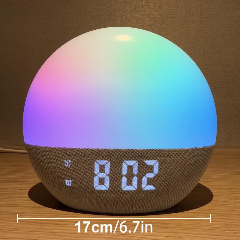 Wake Up Light Alarm Clock Sunrise/Sunset Simulation FM Radio Color Night Light  White Noise Machine Bedside Clock for Home Decor