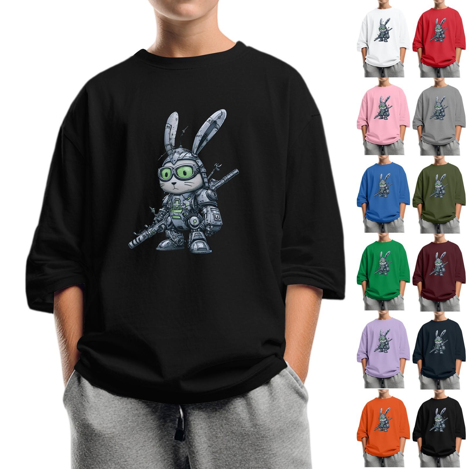 

Children s Fashion Printed Round Neck Seven Sleeve Top Casual T-Shirt 140 зелений