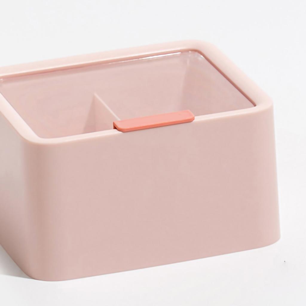 Pudełko do przechowywania kosmetyków plastikowe, pyłoszczelne, podwójne kratki, pojemnik na kosmetyki z pokrywką, na bawełnę do makijażu