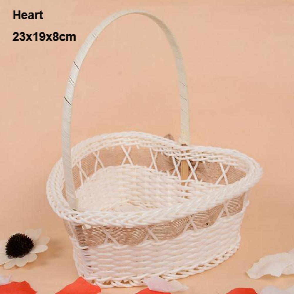 Beautiful Hand Made Storage Baskets With Handle Wicker Flower Basket  For Plant Home Wedding