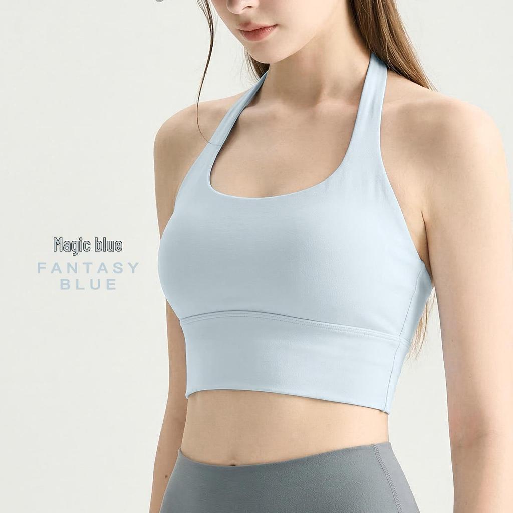 Women's Twisted Back Halter Yoga Tank With Built-in Bra Pads, Slimming Cropped Top for Pilates & Fitness