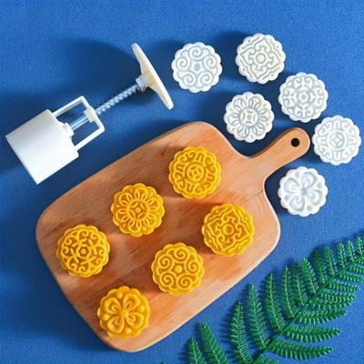 Stampo per torta di luna a forma di fiore, timbri per biscotti fai da te con pressa manuale, creatore per torta di luna, utensili per pasticceria per la festa di metà autunno, utensili per la cottura.