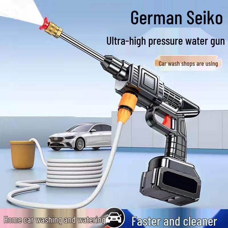 Portable High-Pressure Wireless Car Washer with Lithium Battery - Powerful Water Gun for Easy Car Cleaning
