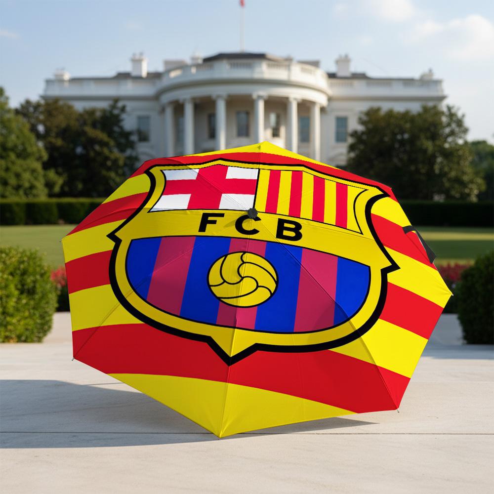 1 PC Automatic Folding Umbrella-Barcelona Football Club Pattern, Portable & Foldable Design with 8 Ribs, Christmas Birthday Gifts