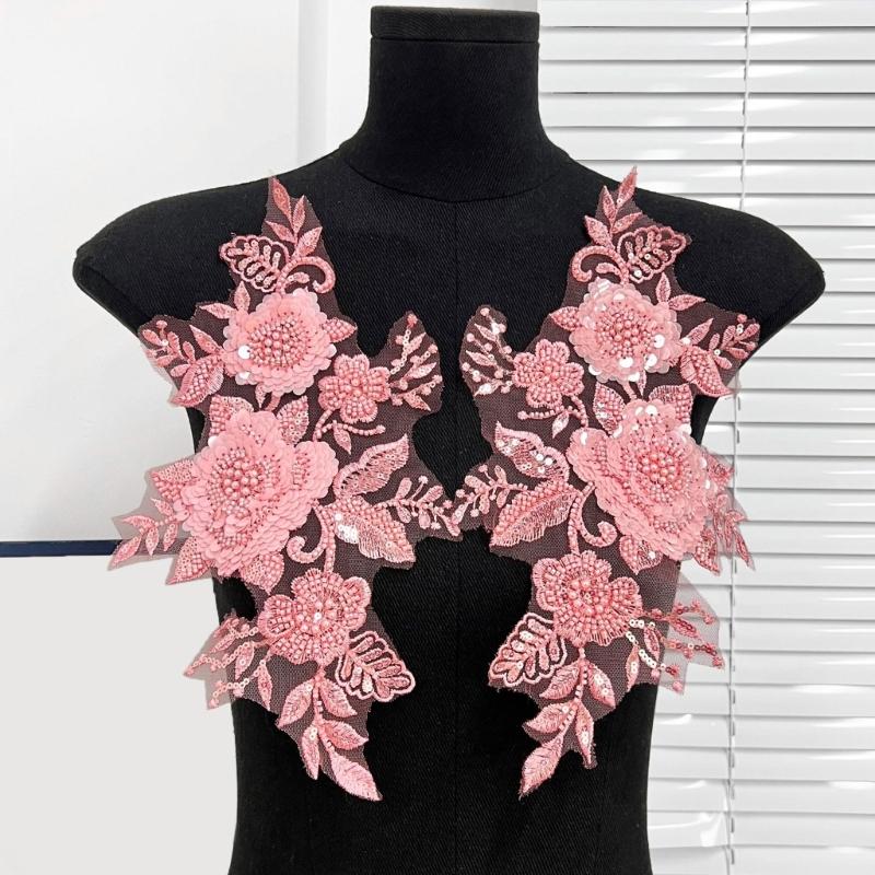 Sewing On Iron On Flower Patches with Sequins Embroidery for Easy Crafting Projects Polyester