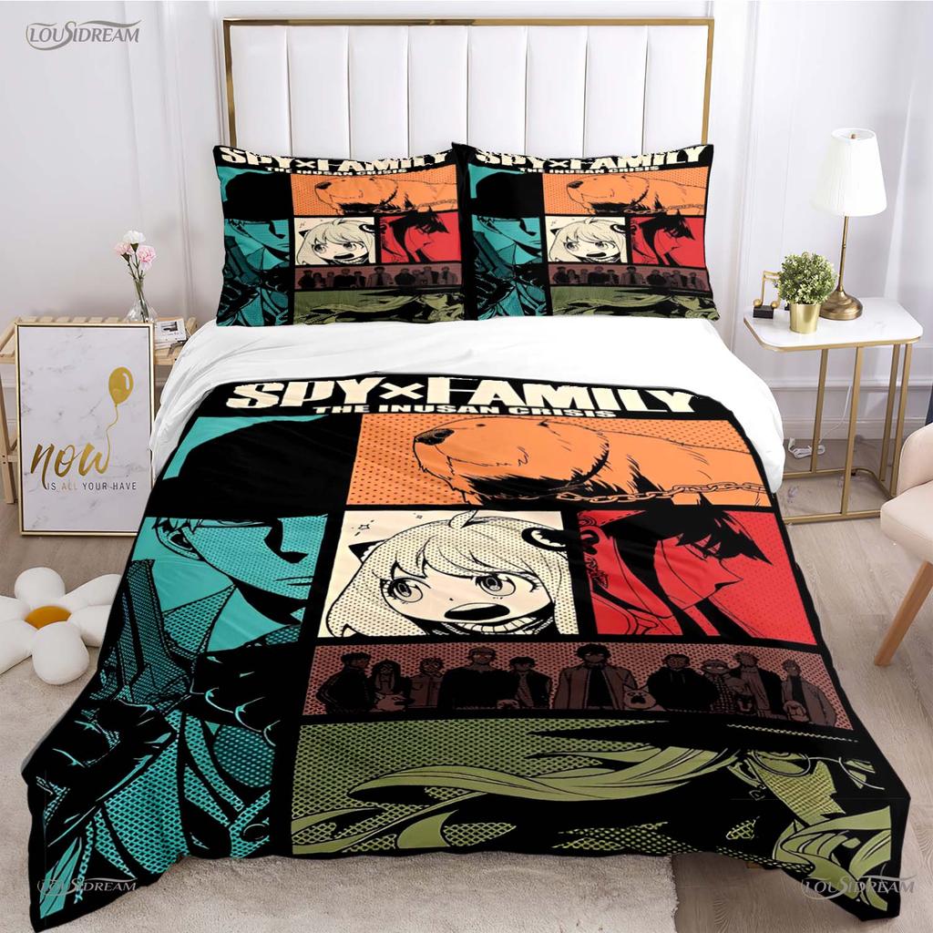 Cute Spy X Family Cartoon All Season Duvet Cover Comforter Bedding Set Soft Quilt Cover And Pillowcases Single/Double/Queen/King