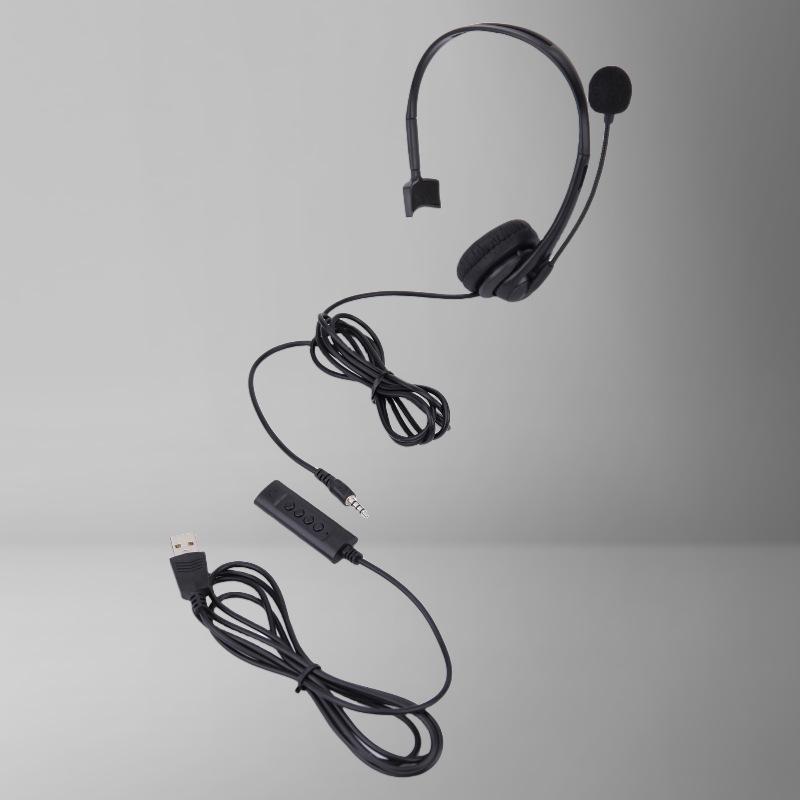 Noise-Canceling Over-Ear Telephone Headset with Microphone for Telesales Agents