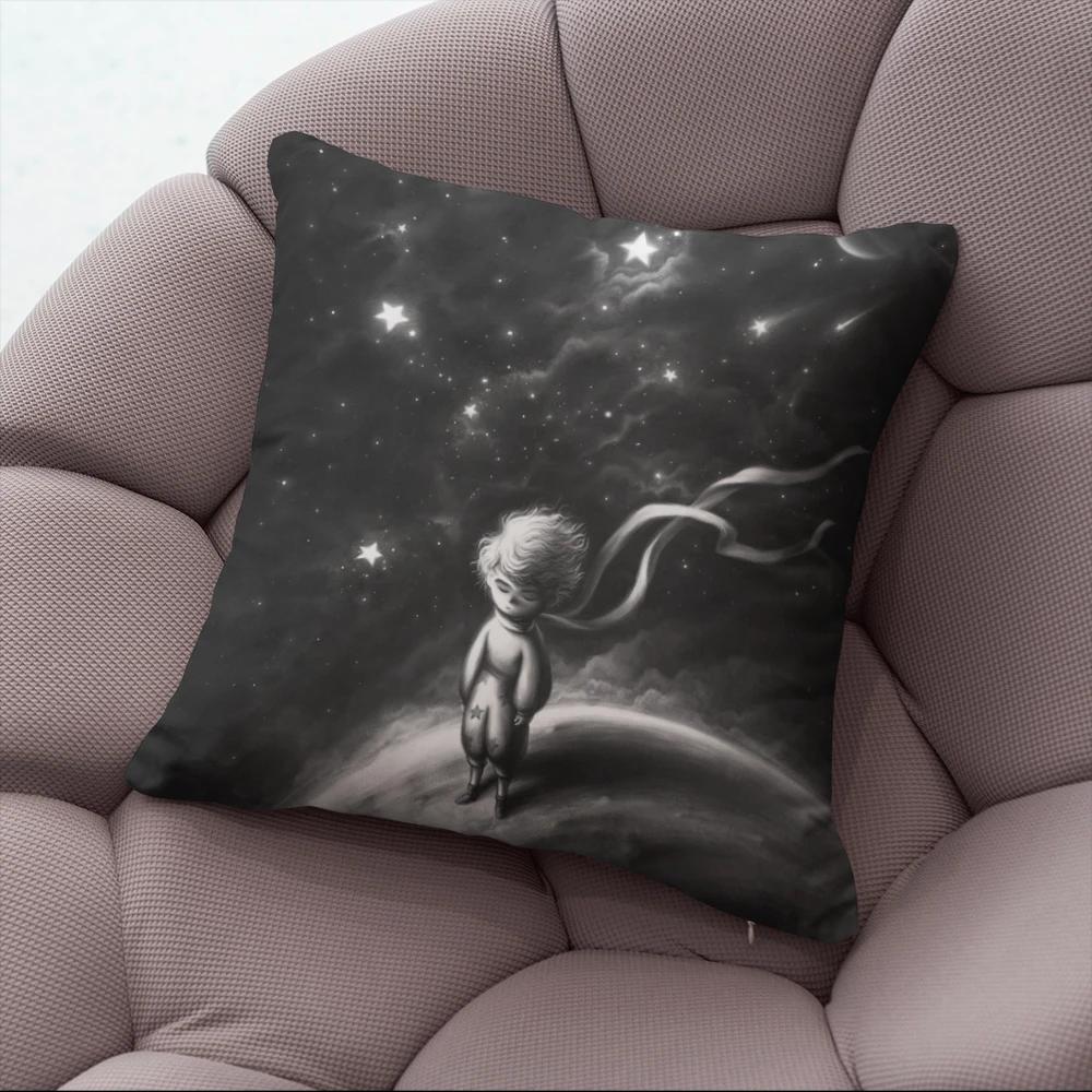 45x45cm Short Plush Little Prince Print Cartoon Pillowcase Bedroom Sofa Chair Car Waist Pillow Cover Home Party Cushion Cover