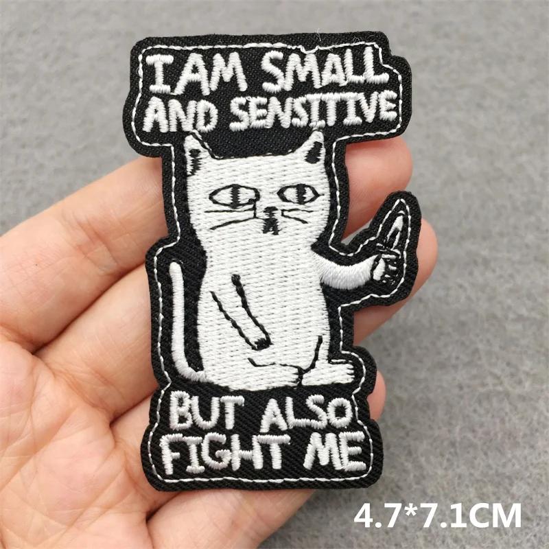 Team Cat Embroidery Patches Appliques For Clothing Diy Sewing Iron On Patches Punk Cartoon Stripes Decoration Accessories