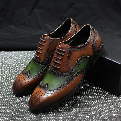 Modne Męskie Luksusowe Oksfordy z Prawdziwej Skóry Klasyczne Wingtip Sznurowane Buty Wizytowe na Wesele Przyjęcie Biznes Biuro Odzież Formalna