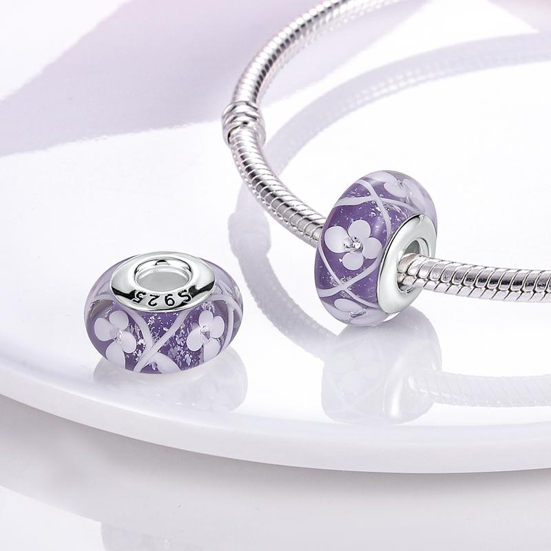 Fashion Copper Dangle Plant Charm Beads Four Clover Original Accessories Bracelets Diy For Pendant Necklace Making Women