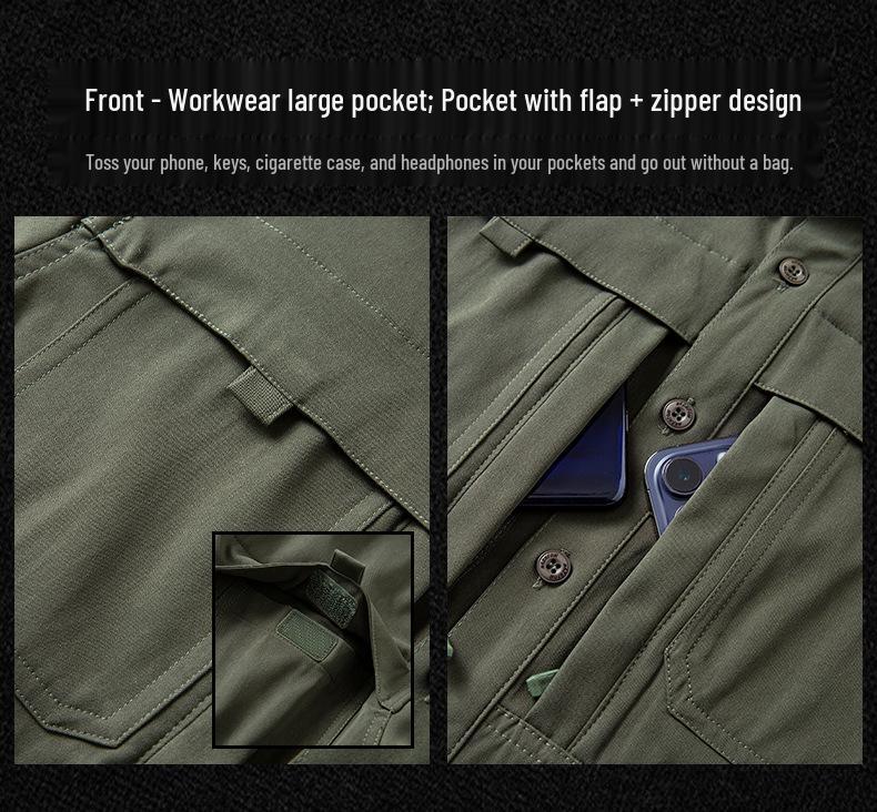 Men's Outdoor Quick Dry Tactical Shirt - Long Sleeve, Breathable, Elastic, Multi-Pocket