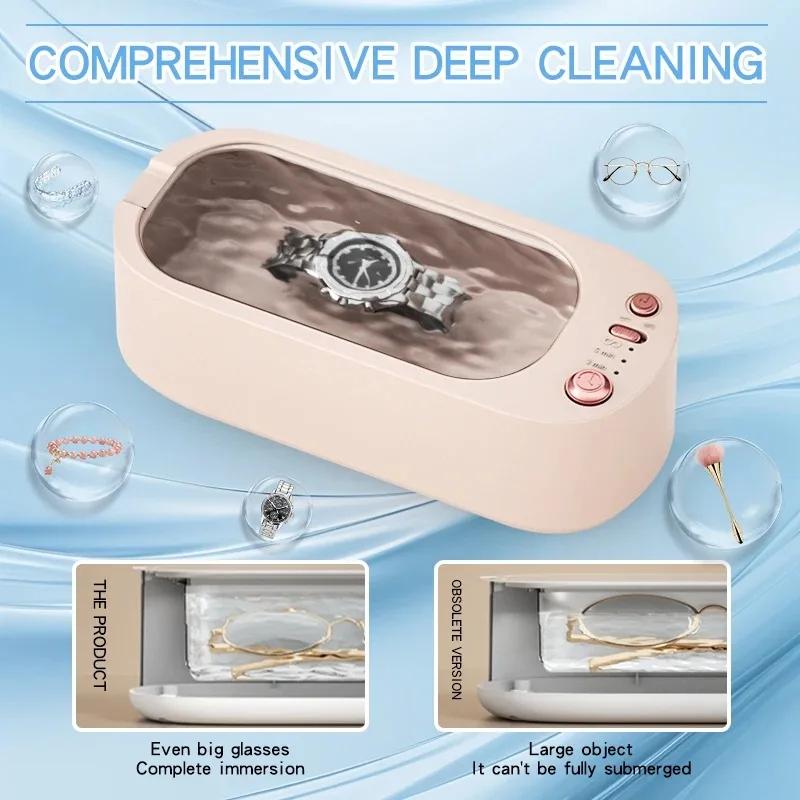 Ultrasonic Cleaner High-Frequency USB Rechargeable with Adjustment & Timing Feature for Household Jewelry Rings Glasses Cleaning