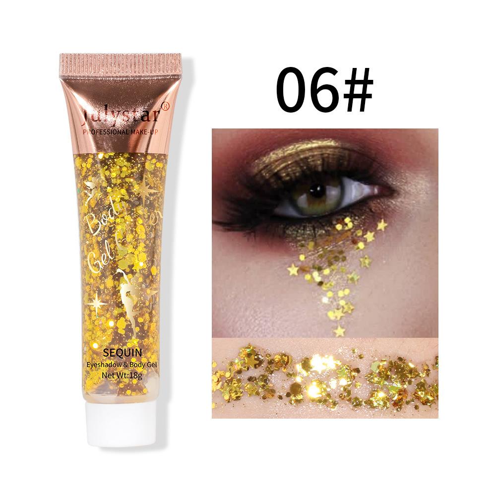 Julystar Body Gel Glitter Sequin Eyeshadow Mermaid Scale Liquid Glitter Gel Face Lip Hair Body Shimmer Sparkle Pigment Festival Party Makeup