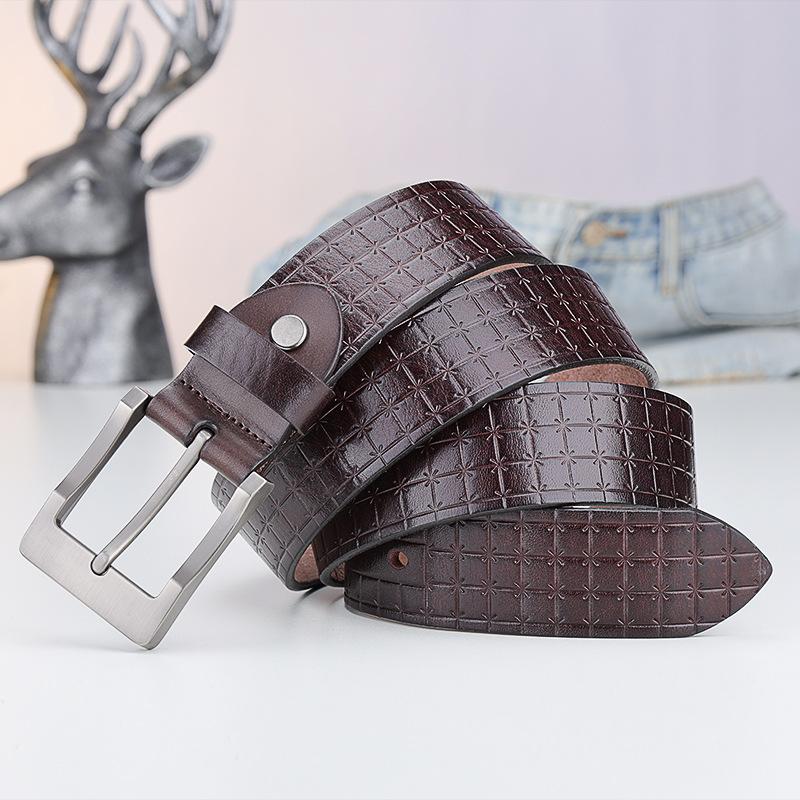 

Мужской ремень с пряжкой-штифтом, зеленый, повседневный, прочный, модный, тисненый, из сплава, перфорированный мужской ремень 130cm темно-коричневого