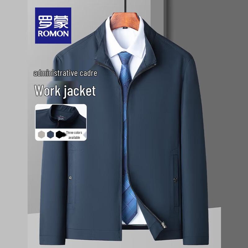 ROMON Men's Spring/Autumn Short Stand-Up Collar Business Jacket