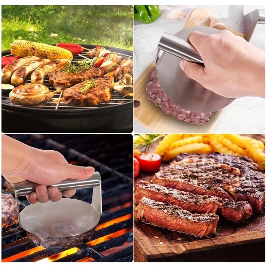 1pc Stainless Steel Smash Burger Press Hamburger Patties Meat Masher Circular Meat Press Mold for Deli Meats Kitchen Accessories