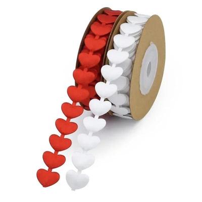 5m/roll 15mm Heart Shaped Polyester Ribbon Tape for Sewing Needlework Craft Decoration Ribbon Handmade DIY Bow Accessories