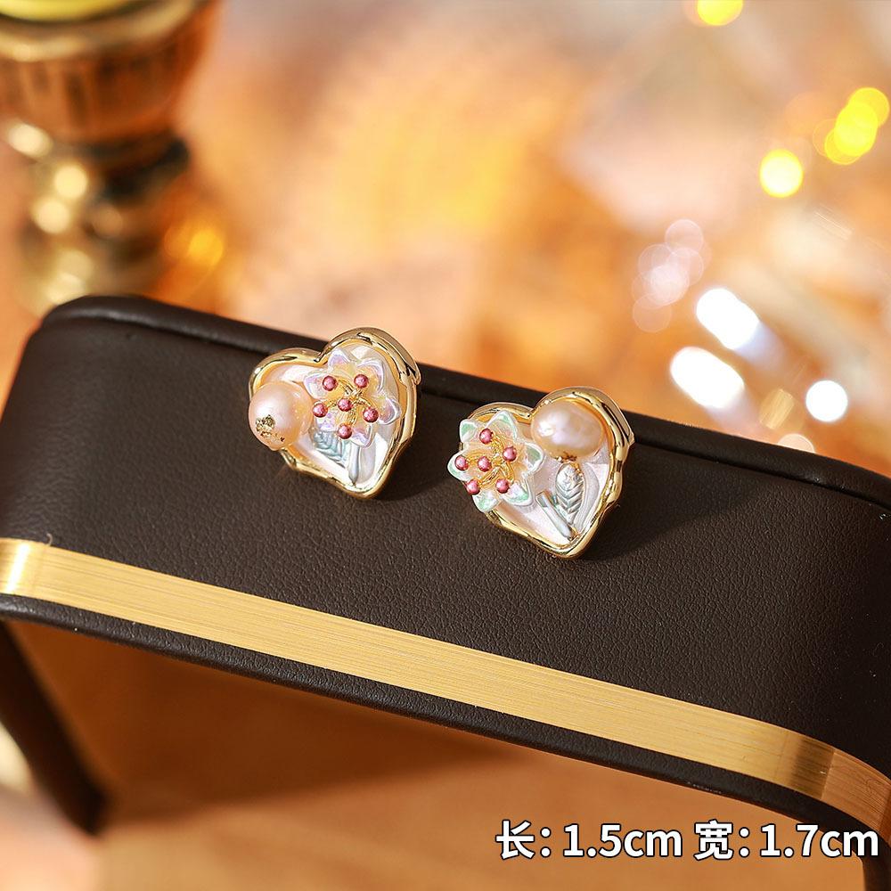 Ainibenni Original Design Enamel Painted Earrings for Women, Monet Garden Oil Painting Style Stud Earrings