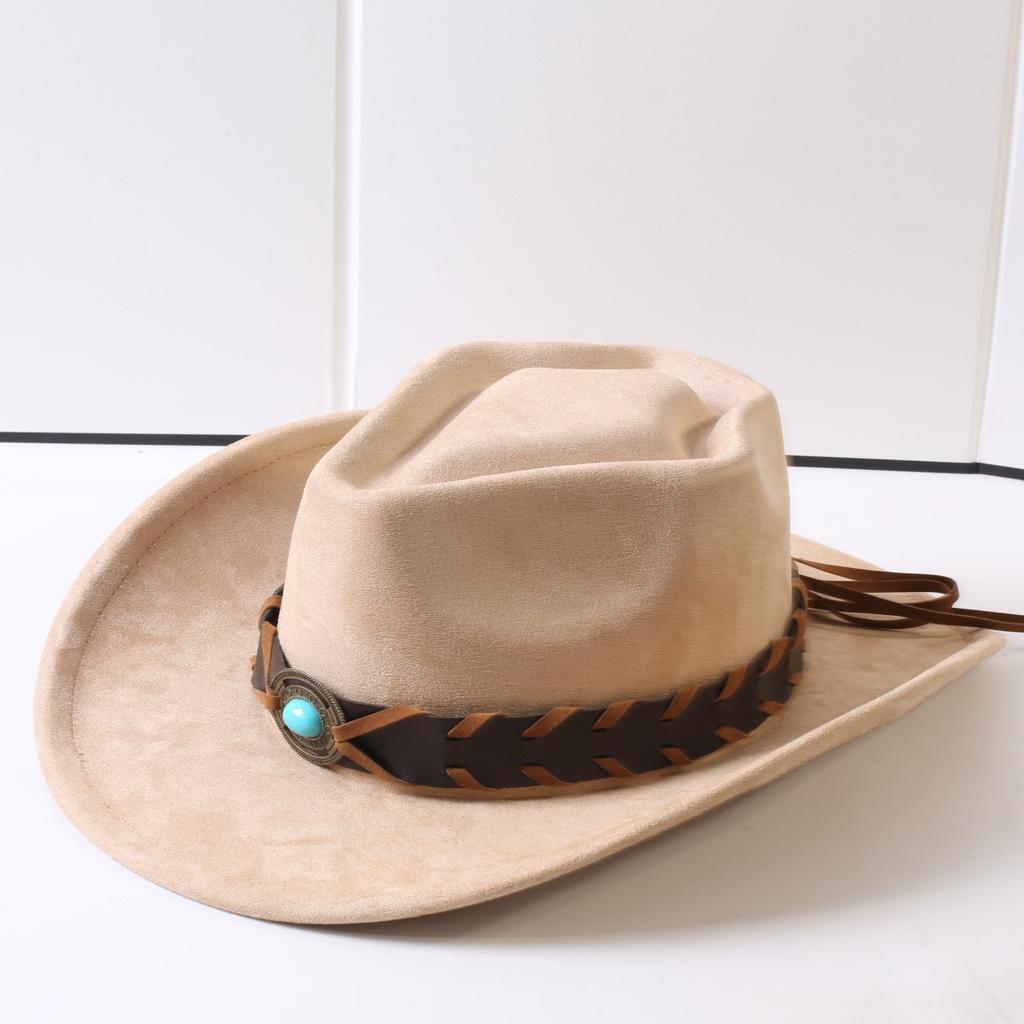Popolari cappelli western da cowboy classici in camoscio europei e americani, cappelli da cowboy alla moda retrò da uomo e da donna