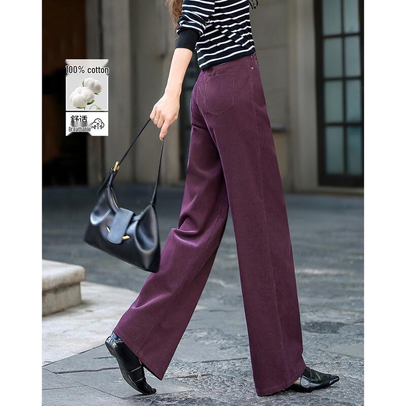 Demana Women's 100% Cotton Corduroy Straight-Leg Casual Pants