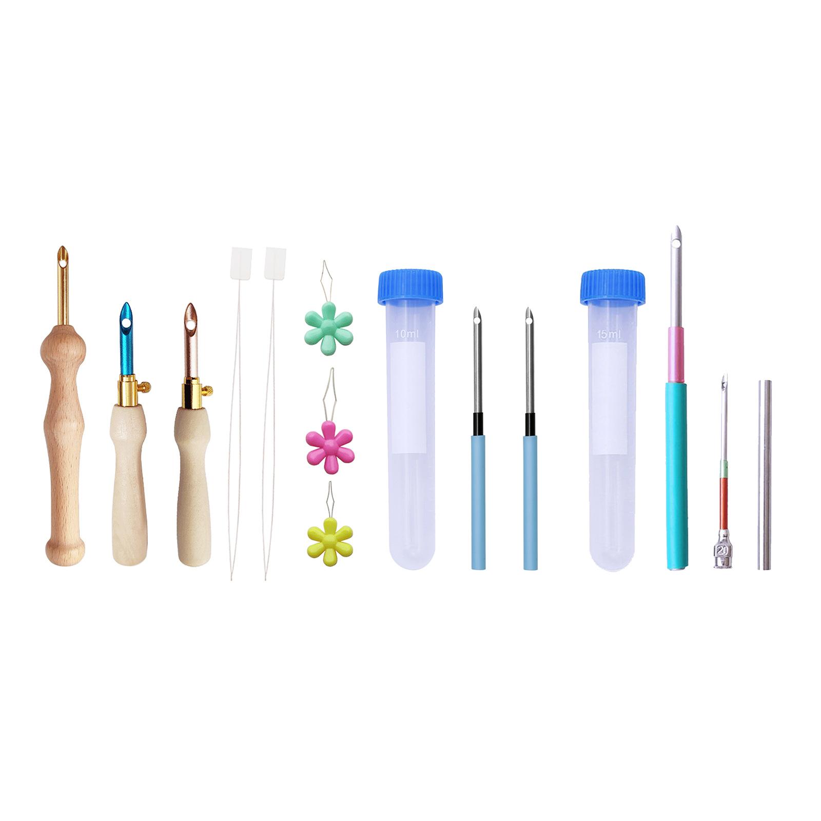 DIY Embroidery Pen Punch Needle Set With Threads for Knitting Sewing Crafts