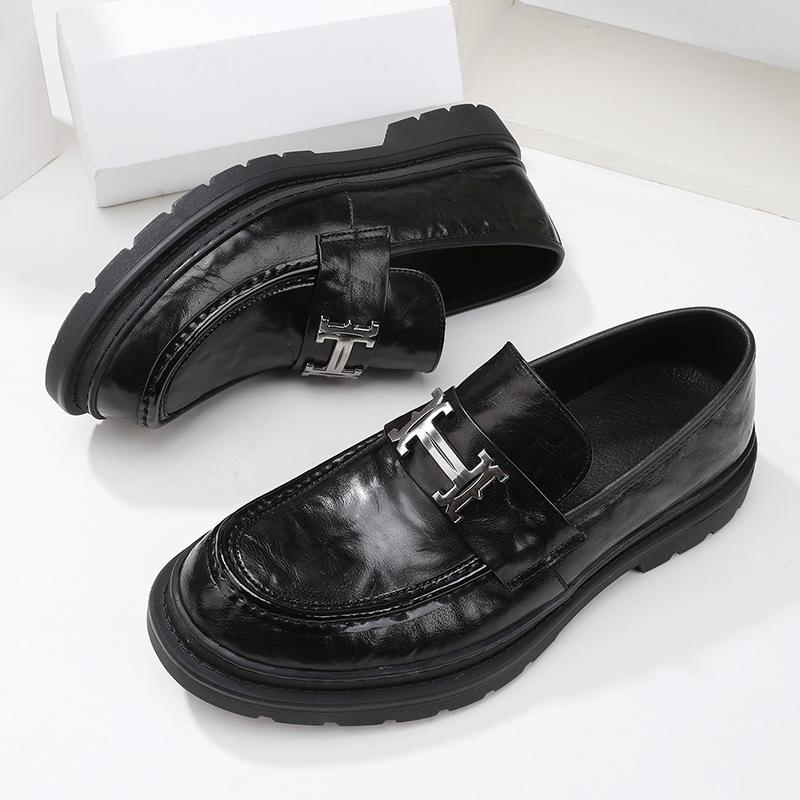 Mocassins Hgrab Fleur Pneu Cuir Vachette Chaussures à Plateforme Business Décontracté Chaussures en Cuir Quatre Saisons Populaires Chaussures Doudou Homme