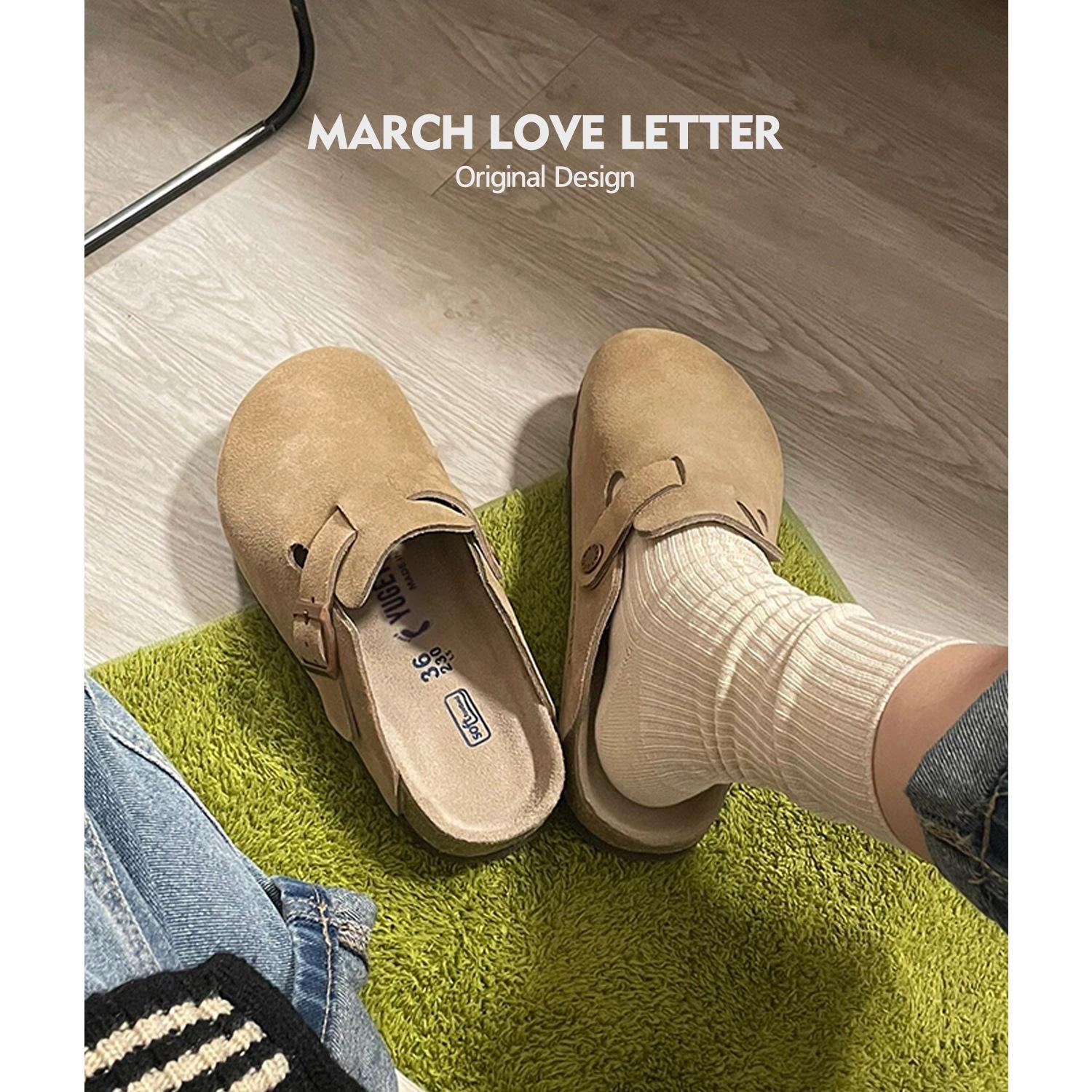 

«[Мартовское любовное письмо] Женские полутапочки Birkenstock из натуральной пробковой кожи, на толстой подошве, с закрытым носком, для весны/осени». 40