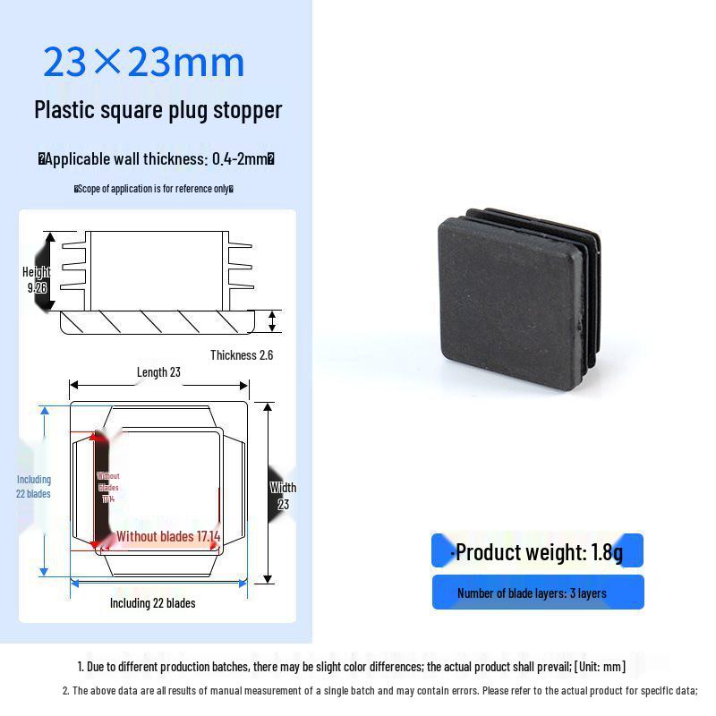 Square Plastic Furniture Tube Plug Foot Pad - Wear-Resistant Protector for Tables, Stools, and Chairs
