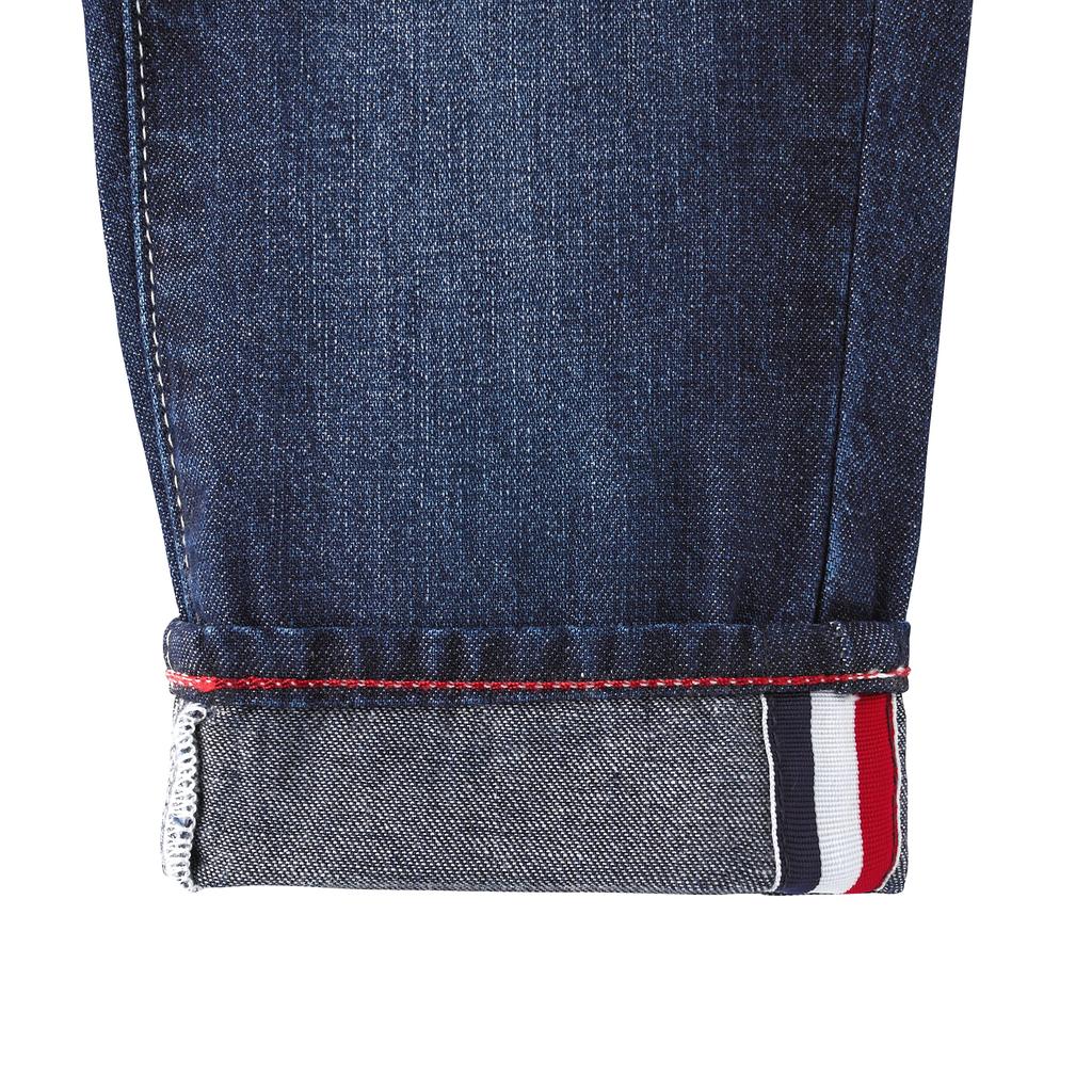 Long Hickory Indigo Blue [MIKI HOUSE] Pants, Pants, Trousers, Denim, Logo, Simple, Boys, Girls, Babies, Kids, Children's Clothing, 10-3205-490, 110cm,