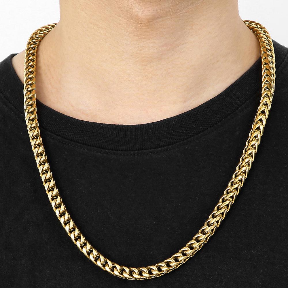 Hip-Hop Men's Necklaces Rainbow Gold Color 8/10MM Wide Stainless Steel Link Neck Chains for Men Birthday Jewelry Gift for Him