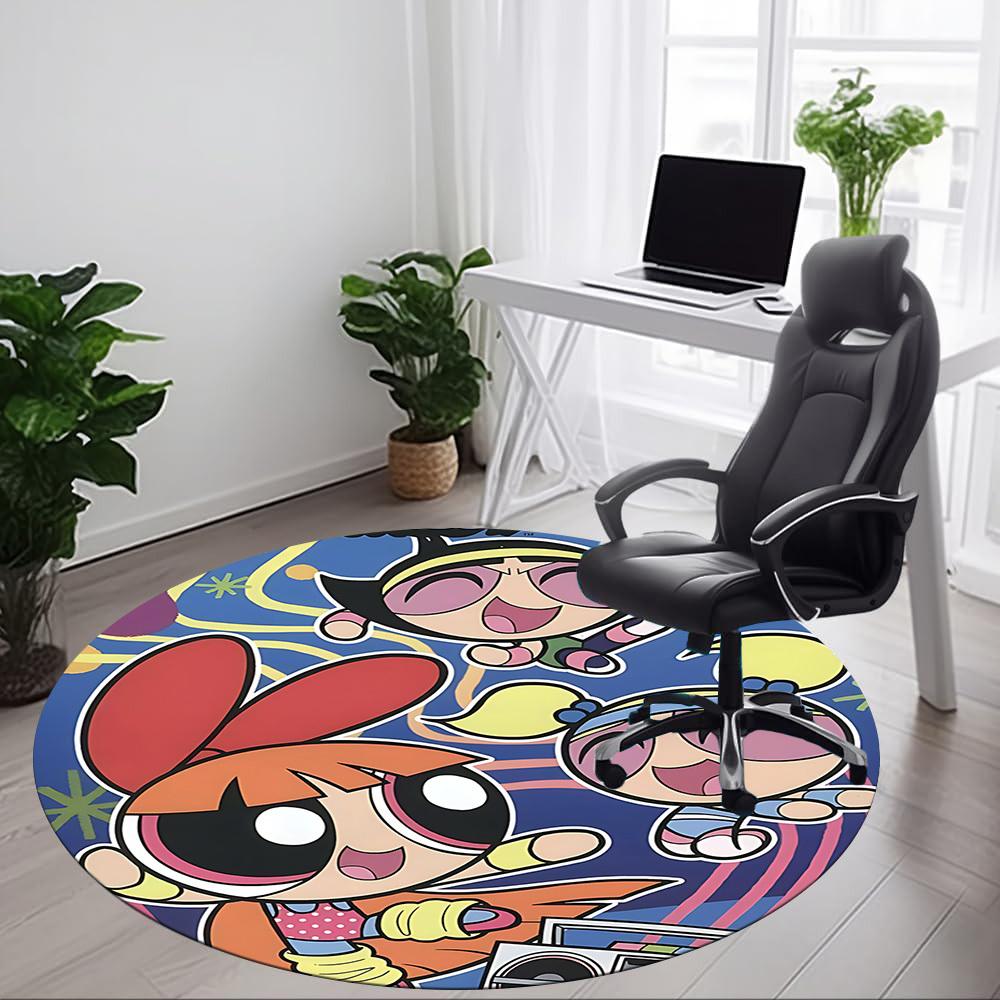 P-Powerpuff Girls Office Round Area Rug, Under Office Chairs Bedroom Living Room Home Decor a1022222
