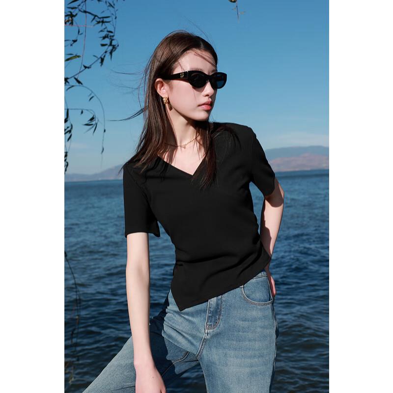 

Sancai Women s Plus Size V-Neck Short Sleeve Irregular Hem T-Shirt 3XL