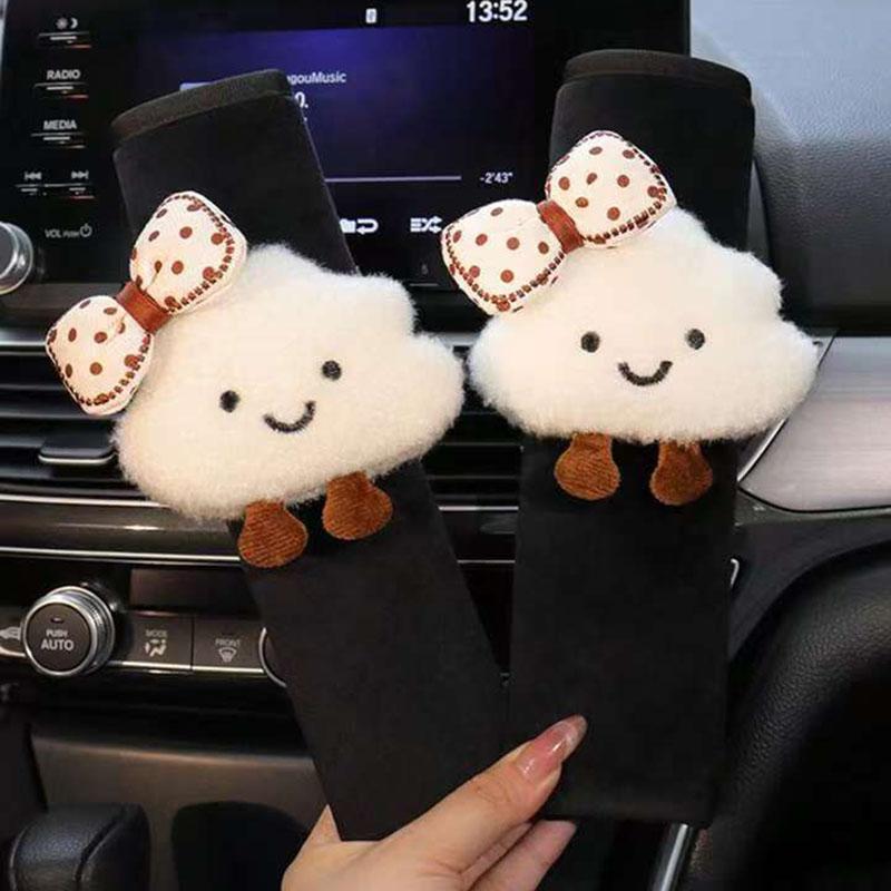 2pcs  Cartoon Bow Cloud  Seatbelt Shoulder Protector Cartoon Creative Car Seat Belt Shoulder Pad Protector Interior Accessories